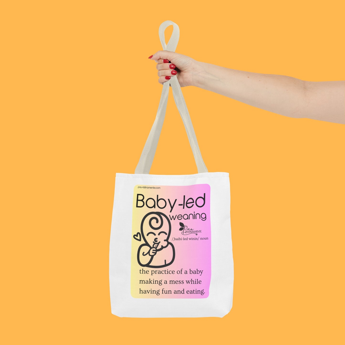 Baby-led weaning description Tote Bag Pink/Light Yellow (AOP)