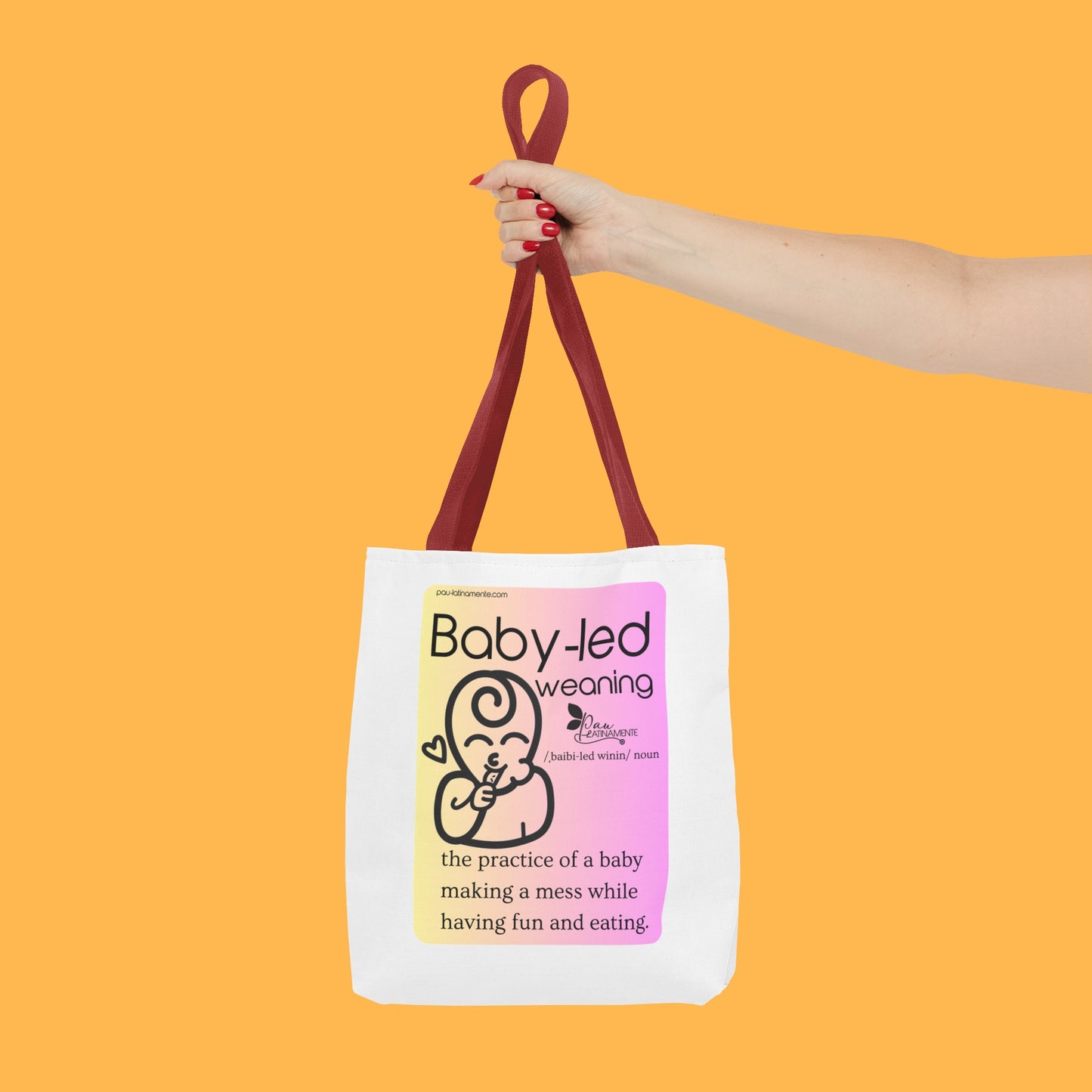 Baby-led weaning description Tote Bag Pink/Light Yellow (AOP)