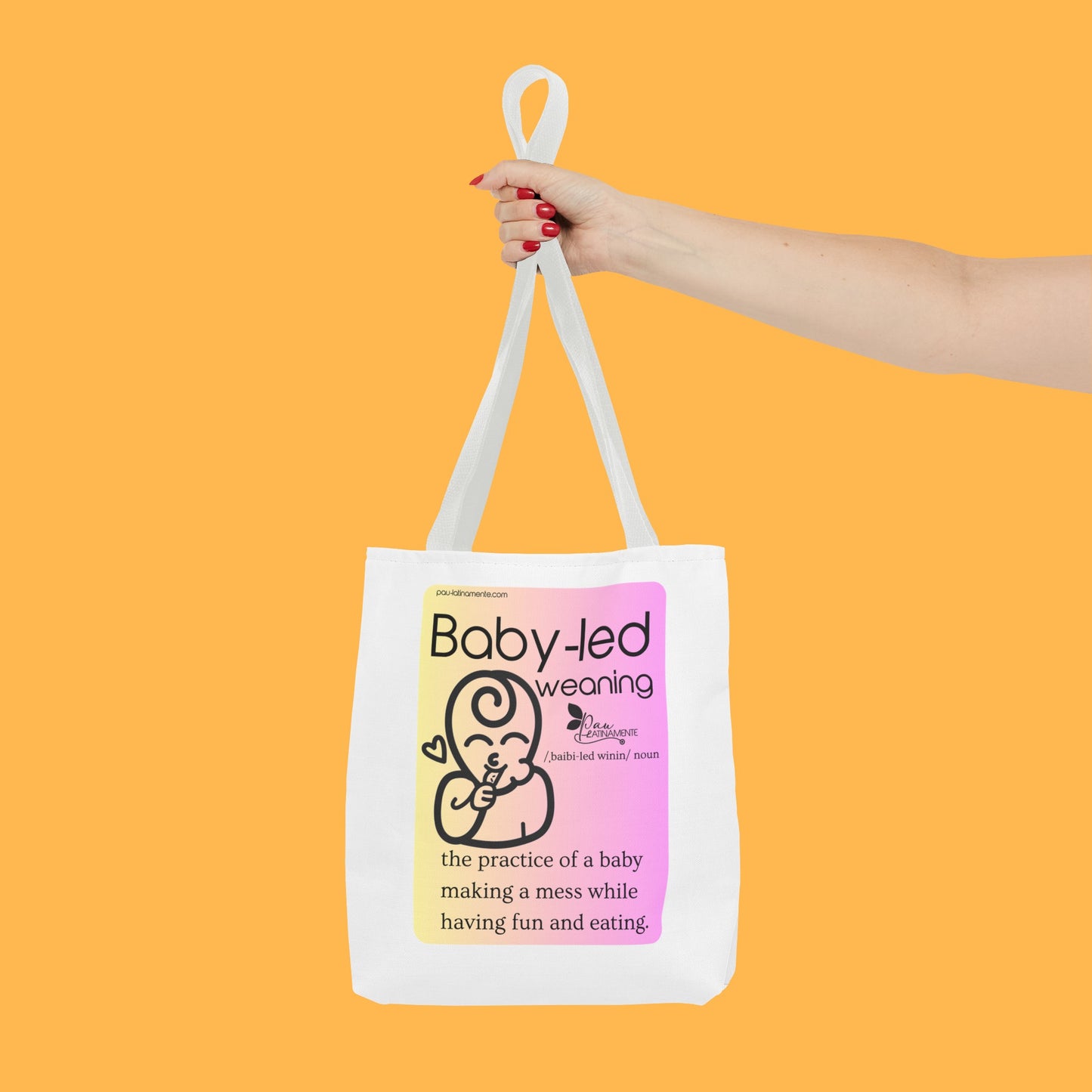 Baby-led weaning description Tote Bag Pink/Light Yellow (AOP)