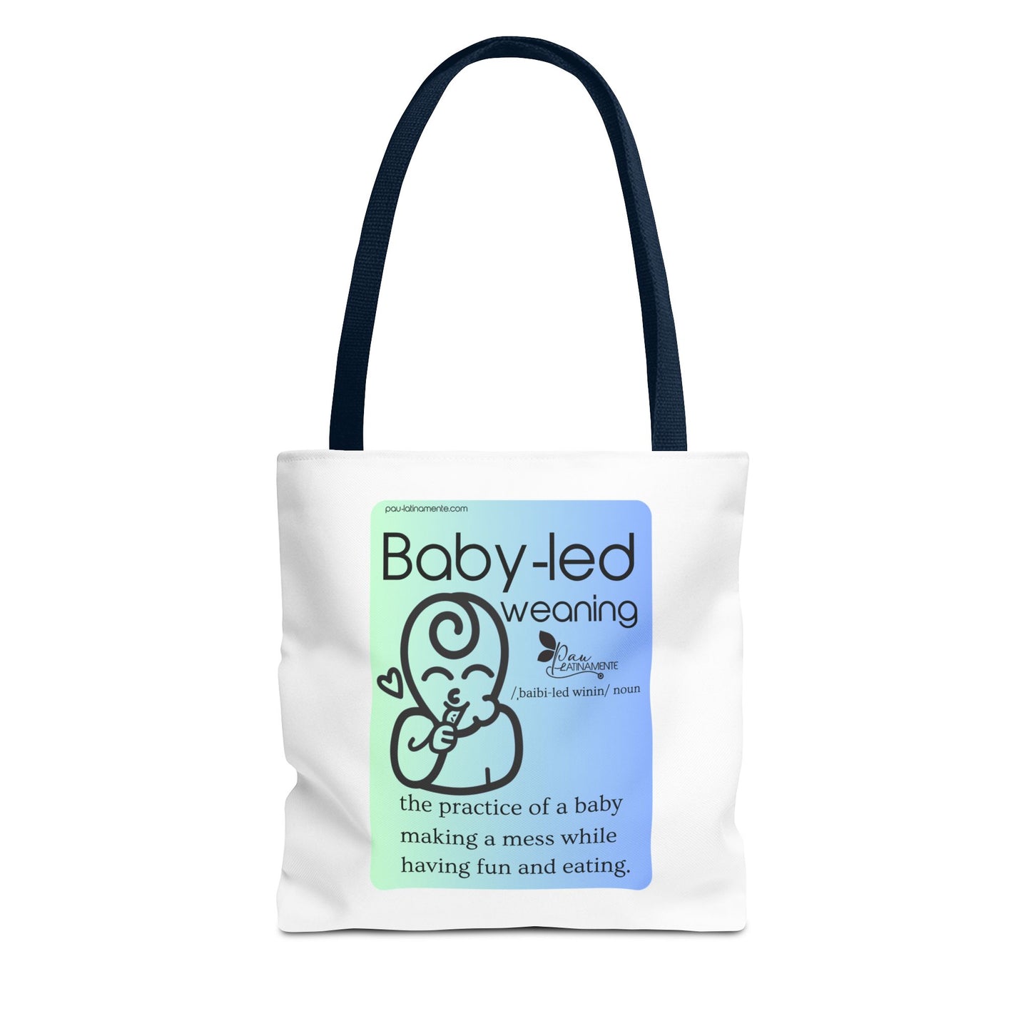 Baby-led weaning description Tote Bag Blue (AOP)