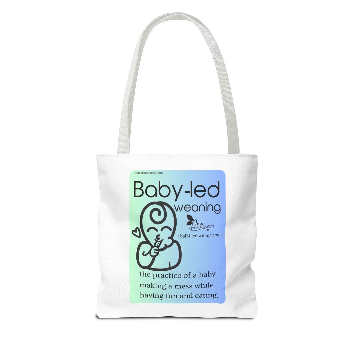 Baby-led weaning description Tote Bag Blue (AOP)