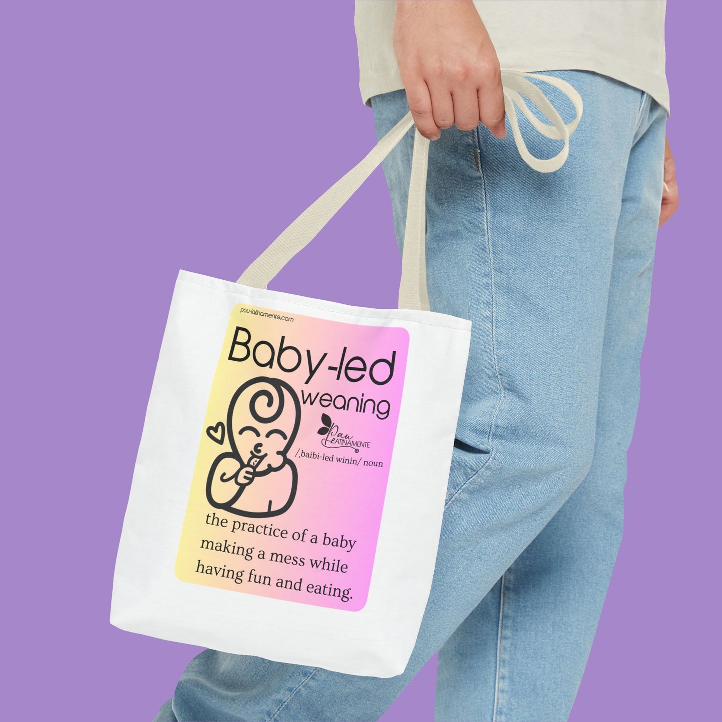 Baby-led weaning description Tote Bag Pink/Light Yellow (AOP)