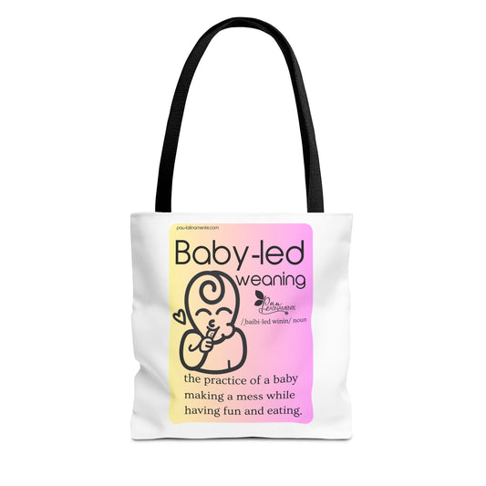 Baby-led weaning description Tote Bag Pink/Light Yellow (AOP)
