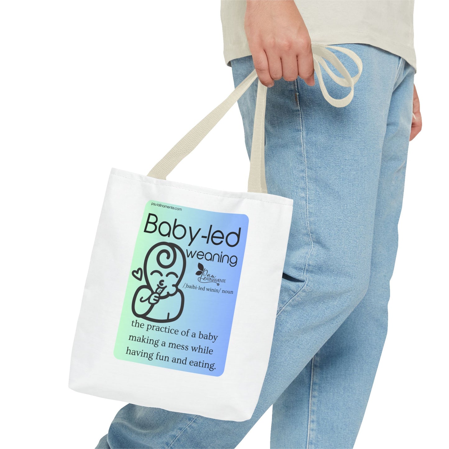 Baby-led weaning description Tote Bag Blue (AOP)