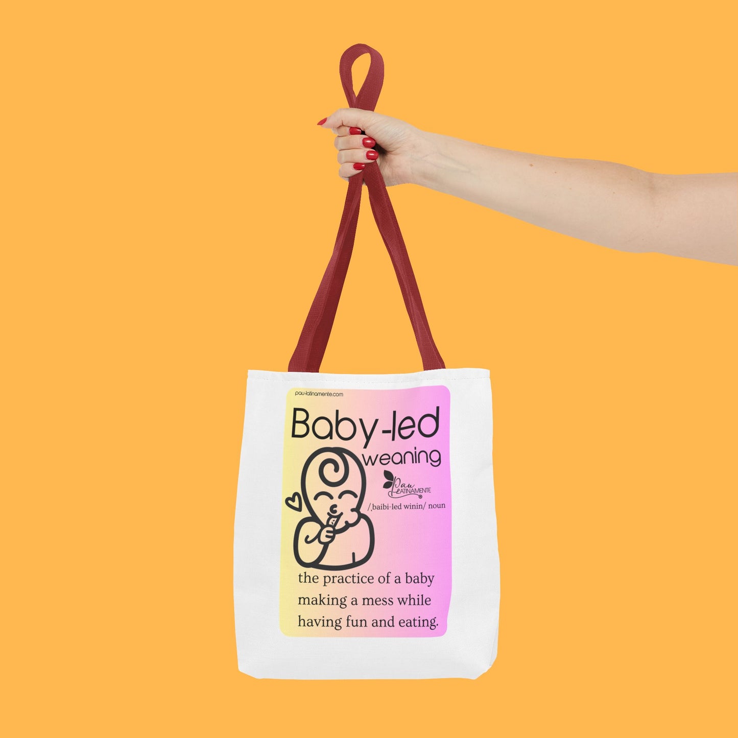 Baby-led weaning description Tote Bag Pink/Light Yellow (AOP)