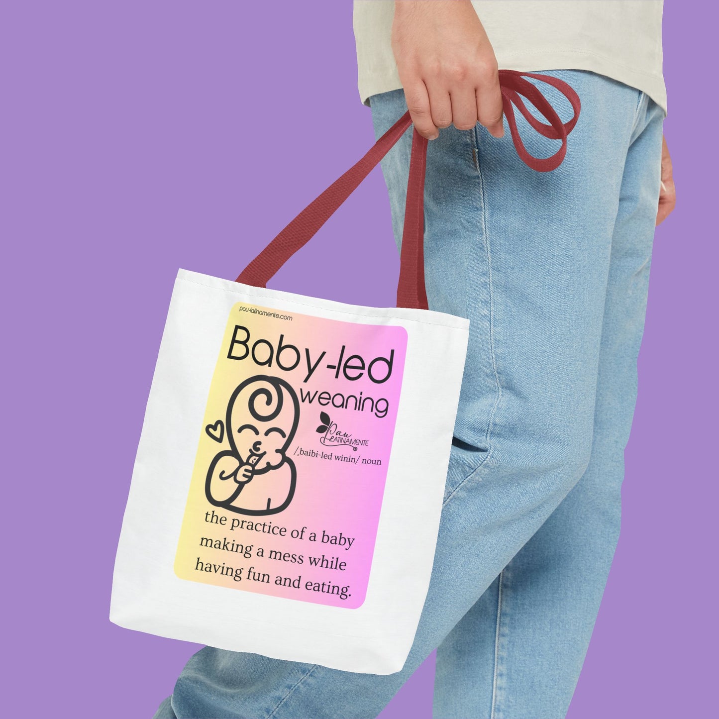 Baby-led weaning description Tote Bag Pink/Light Yellow (AOP)