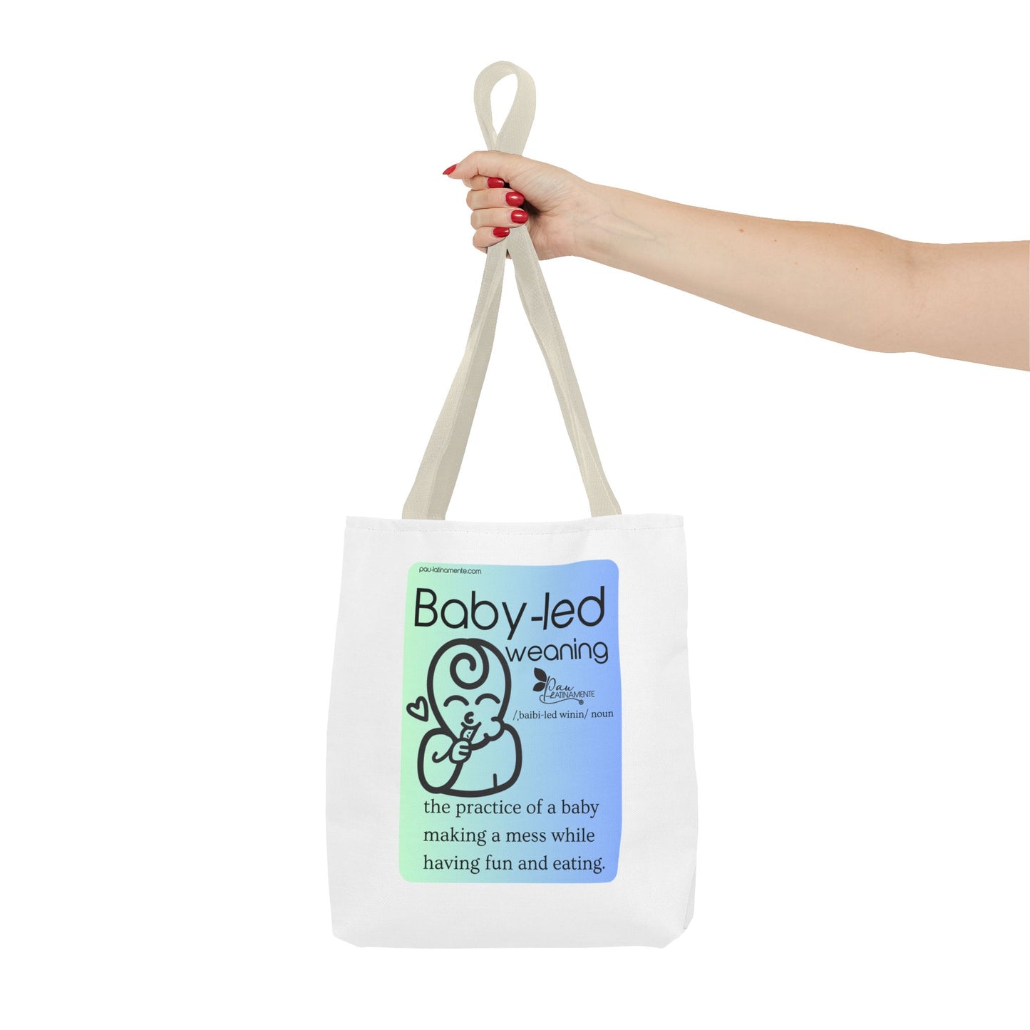 Baby-led weaning description Tote Bag Blue (AOP)