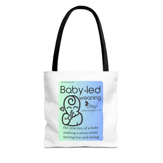 Baby-led weaning description Tote Bag Blue (AOP)