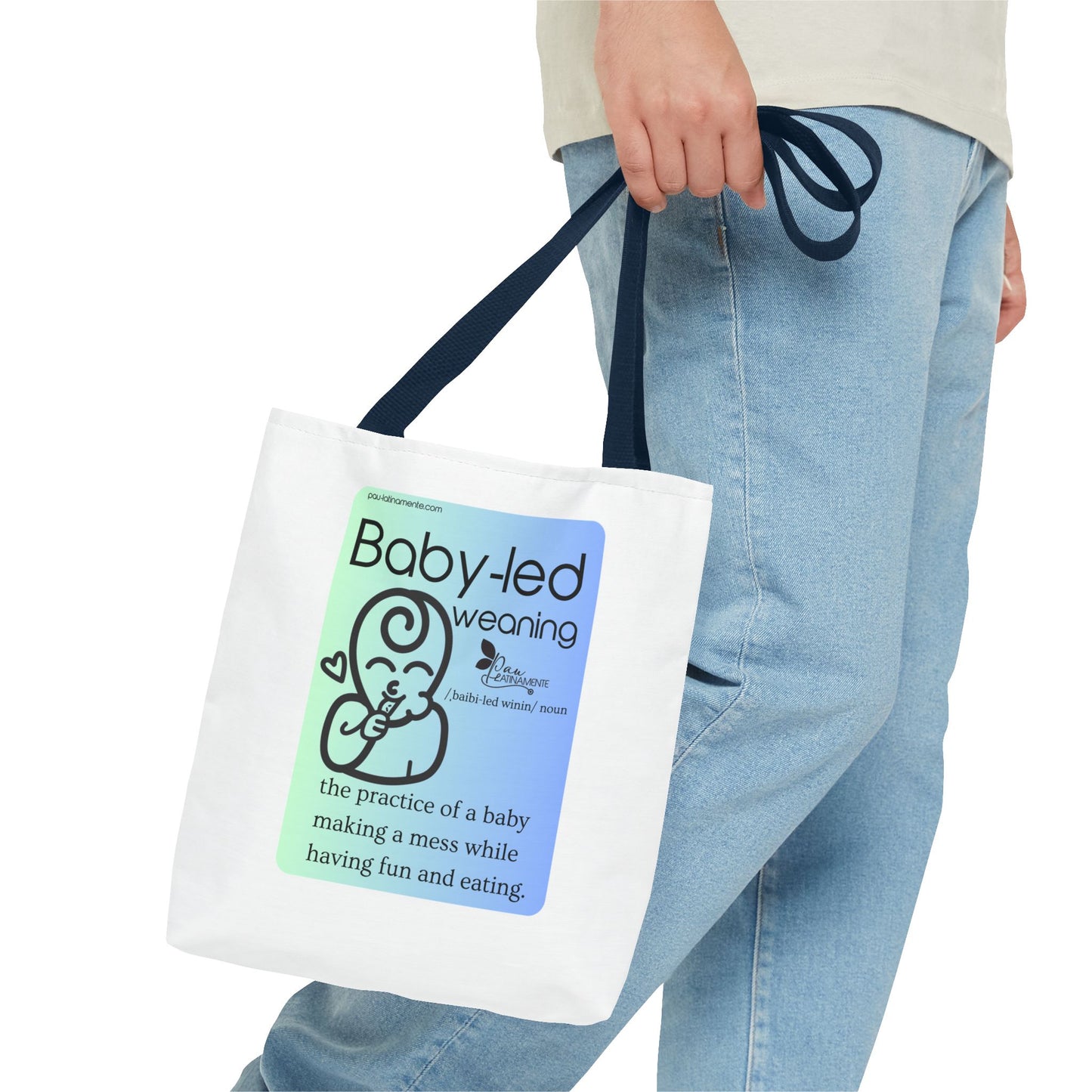 Baby-led weaning description Tote Bag Blue (AOP)