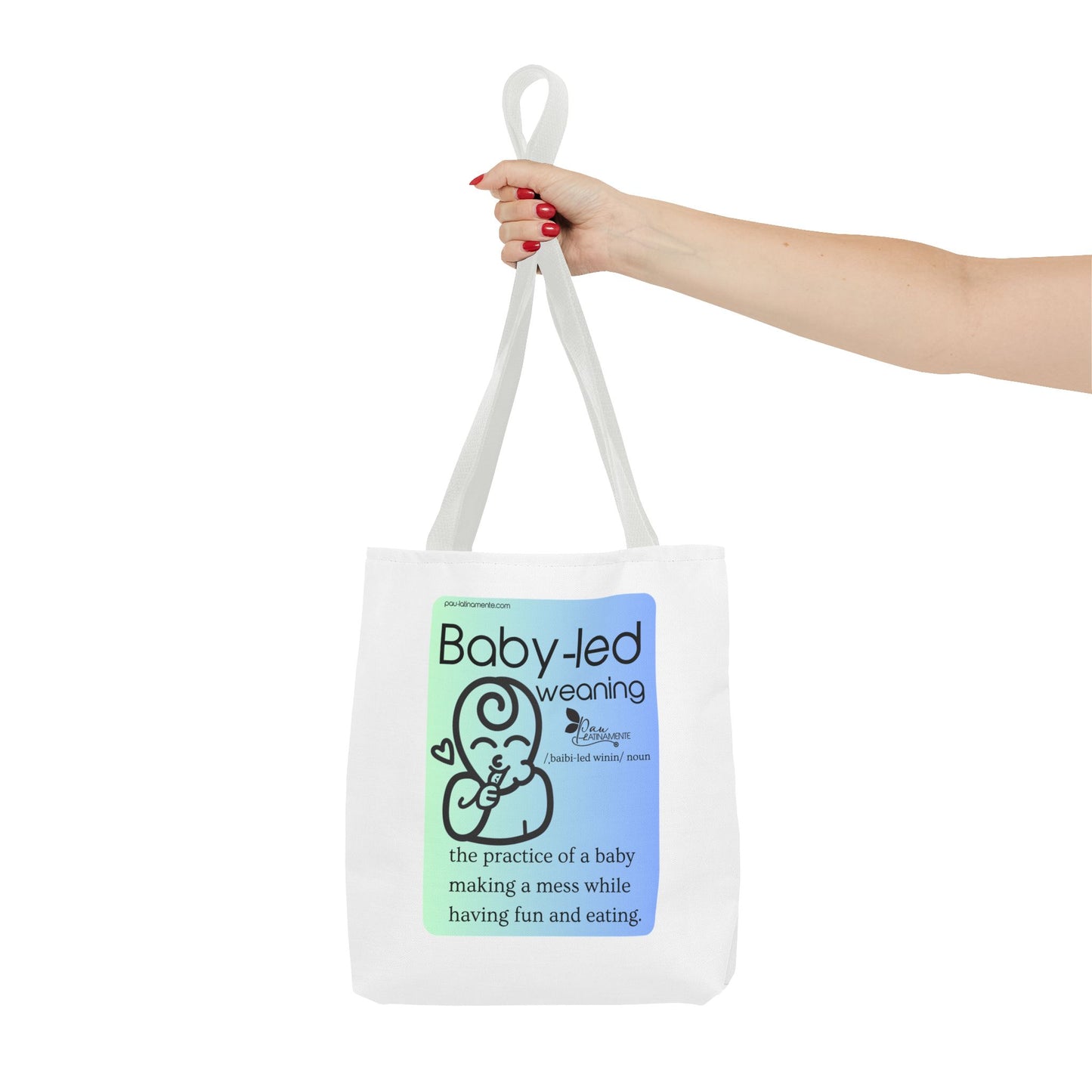 Baby-led weaning description Tote Bag Blue (AOP)