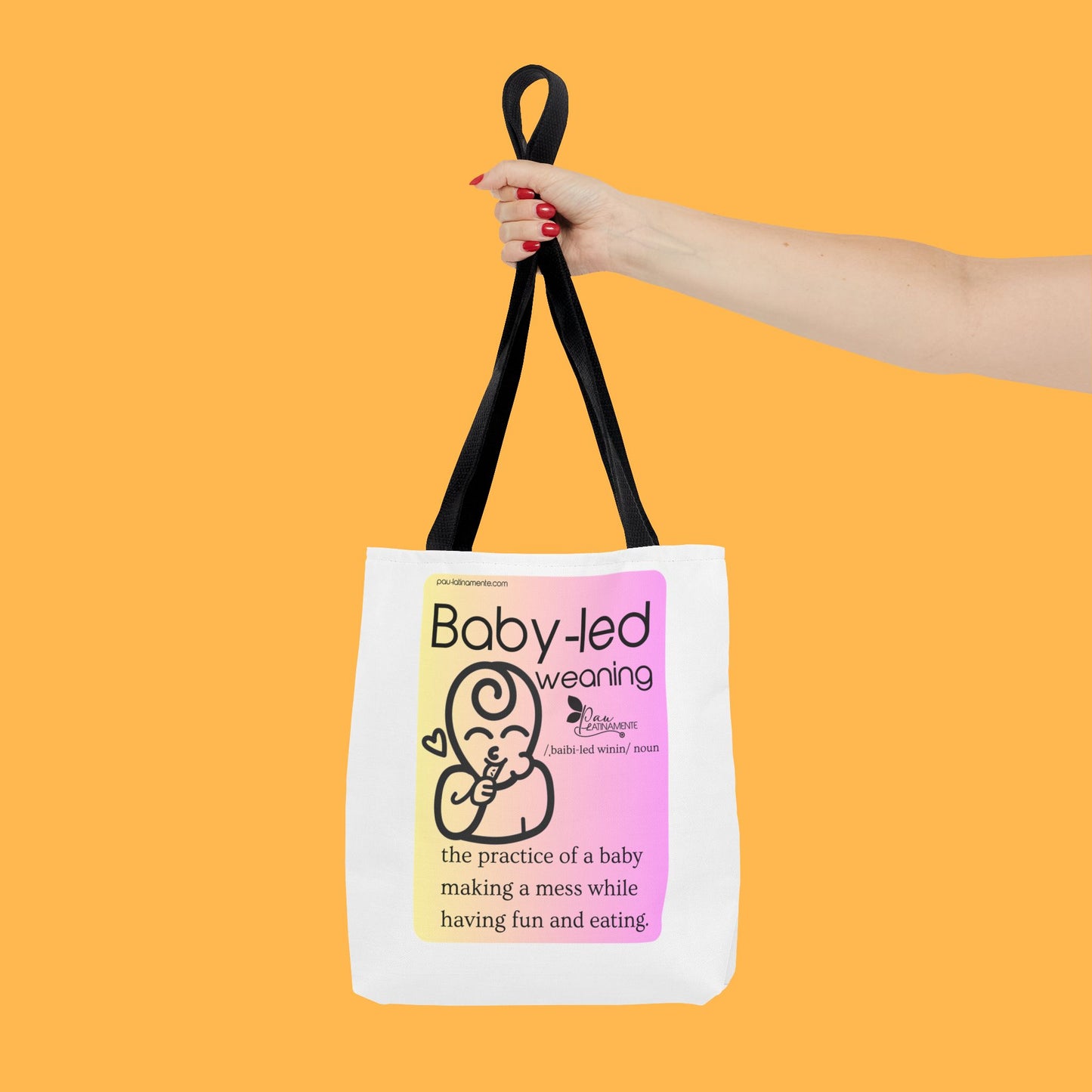 Baby-led weaning description Tote Bag Pink/Light Yellow (AOP)