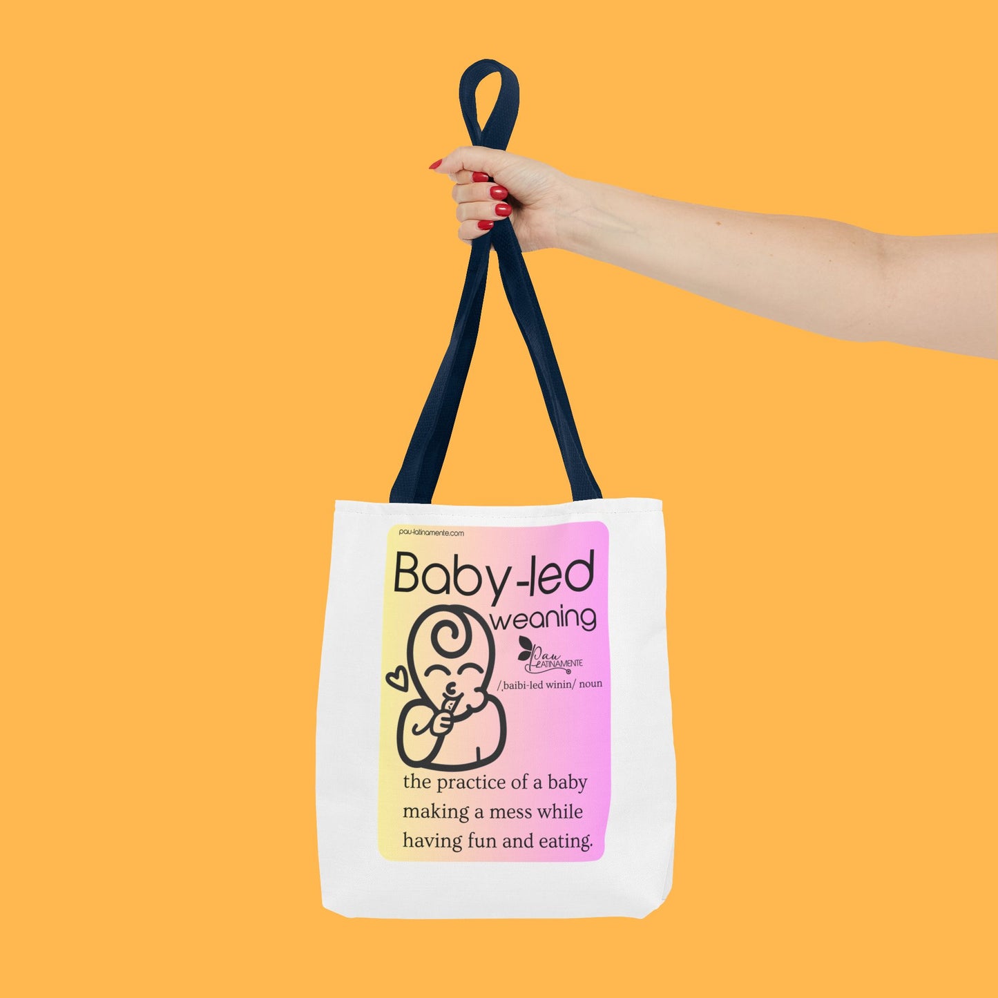 Baby-led weaning description Tote Bag Pink/Light Yellow (AOP)