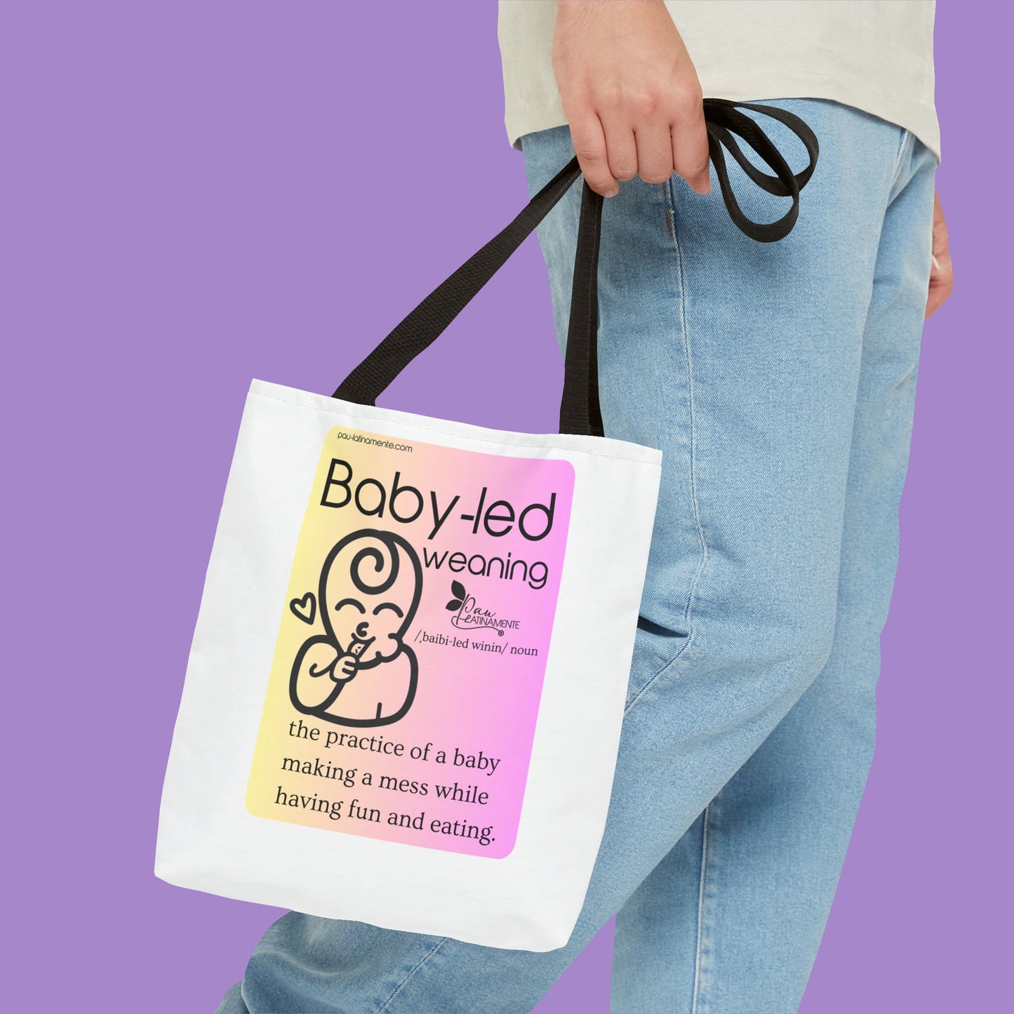 Baby-led weaning description Tote Bag Pink/Light Yellow (AOP)