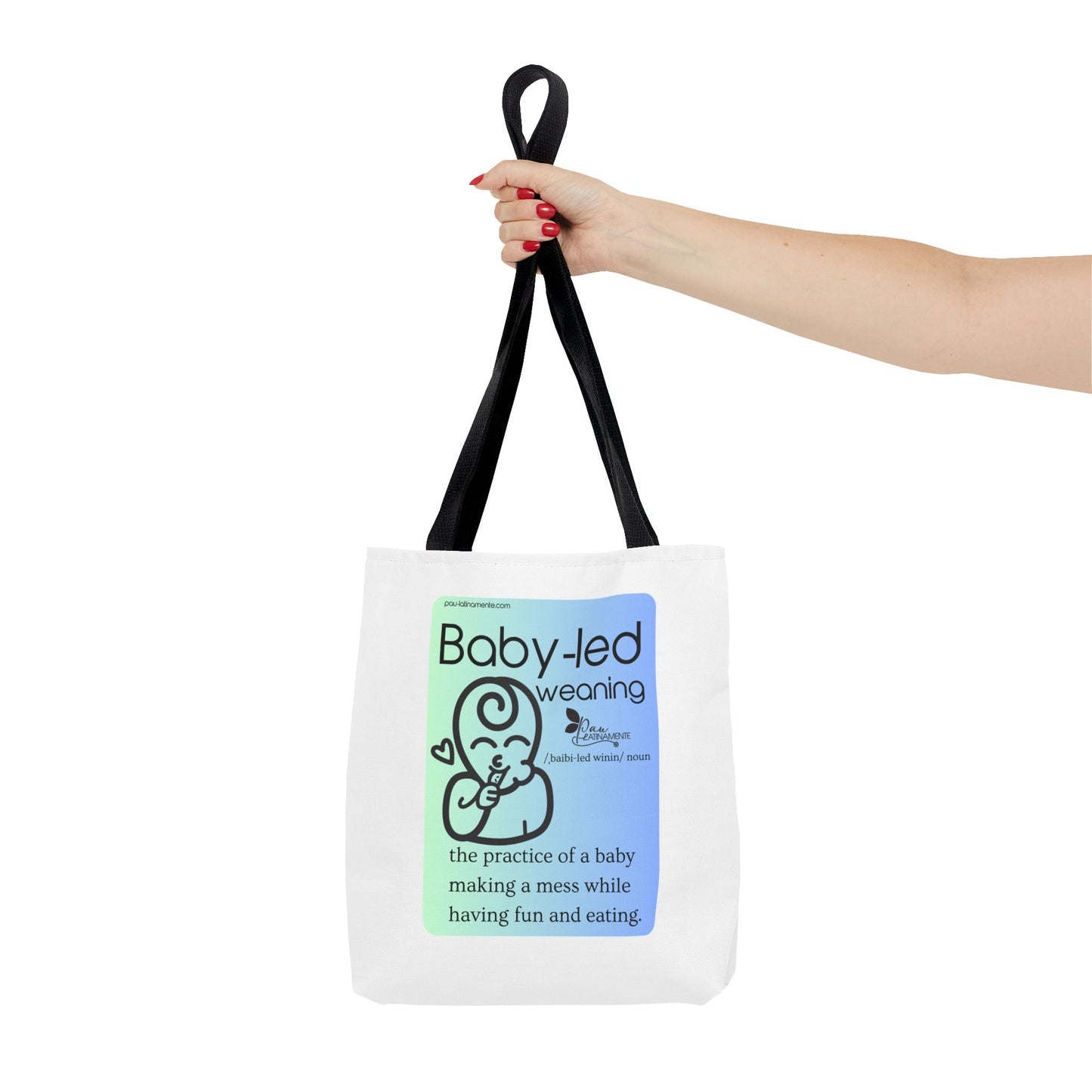 Baby-led weaning description Tote Bag Blue (AOP)