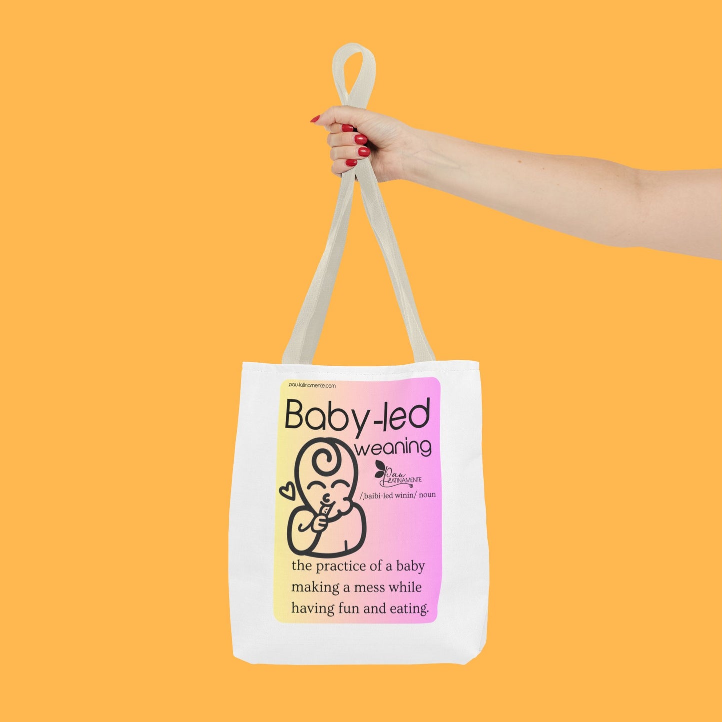 Baby-led weaning description Tote Bag Pink/Light Yellow (AOP)