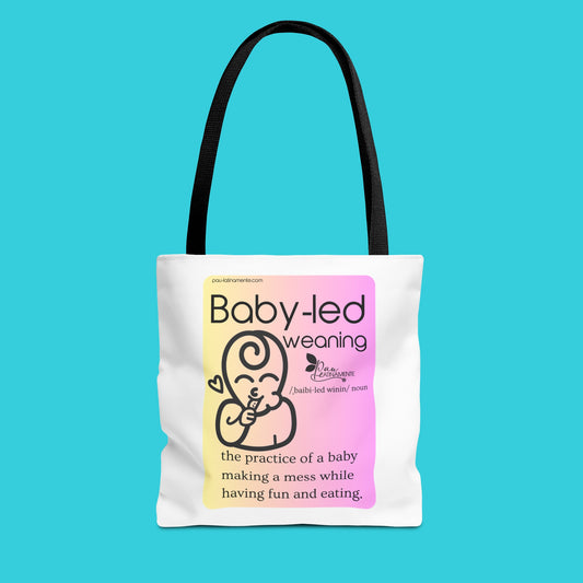 Baby-led weaning description Tote Bag Pink/Light Yellow (AOP)