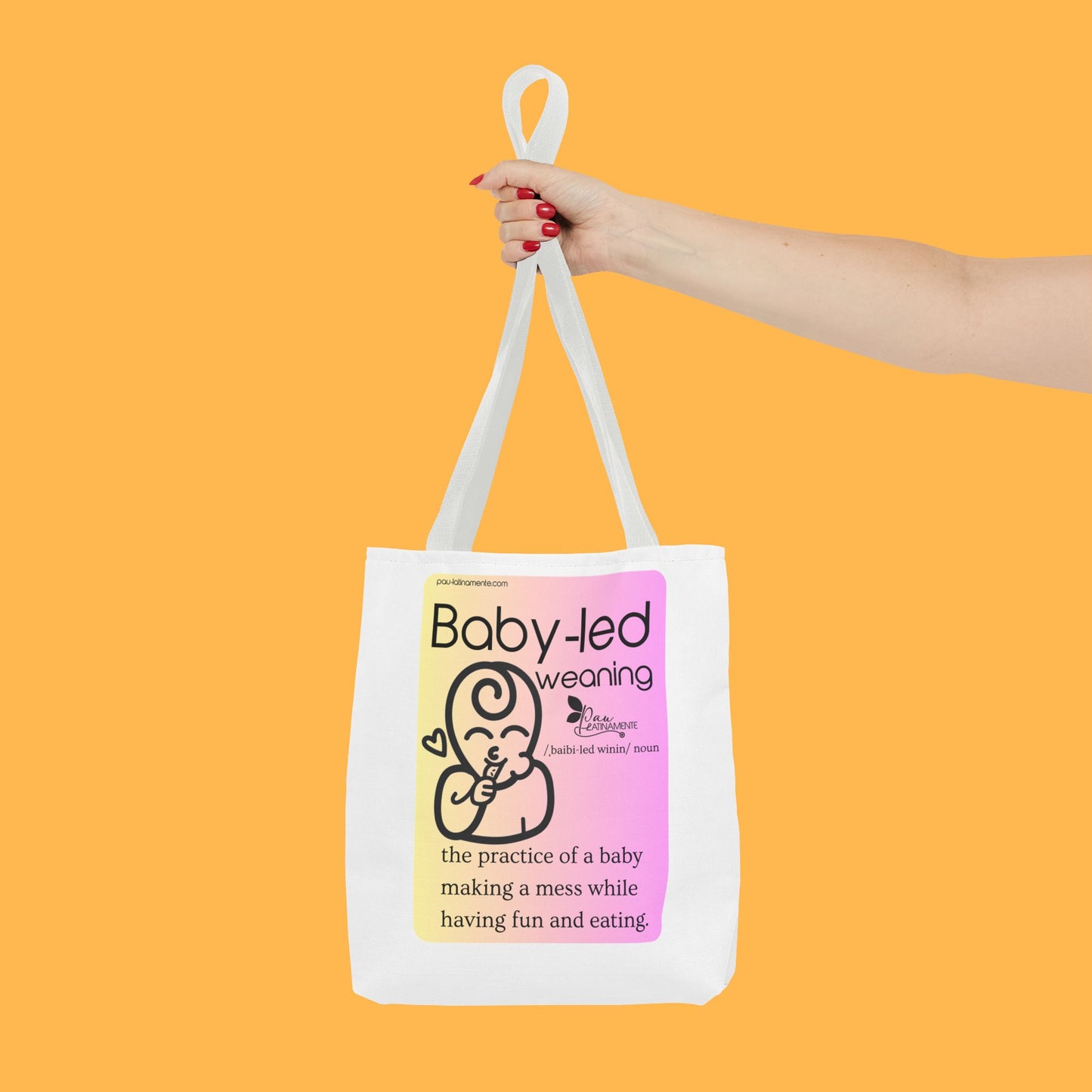 Baby-led weaning description Tote Bag Pink/Light Yellow (AOP)