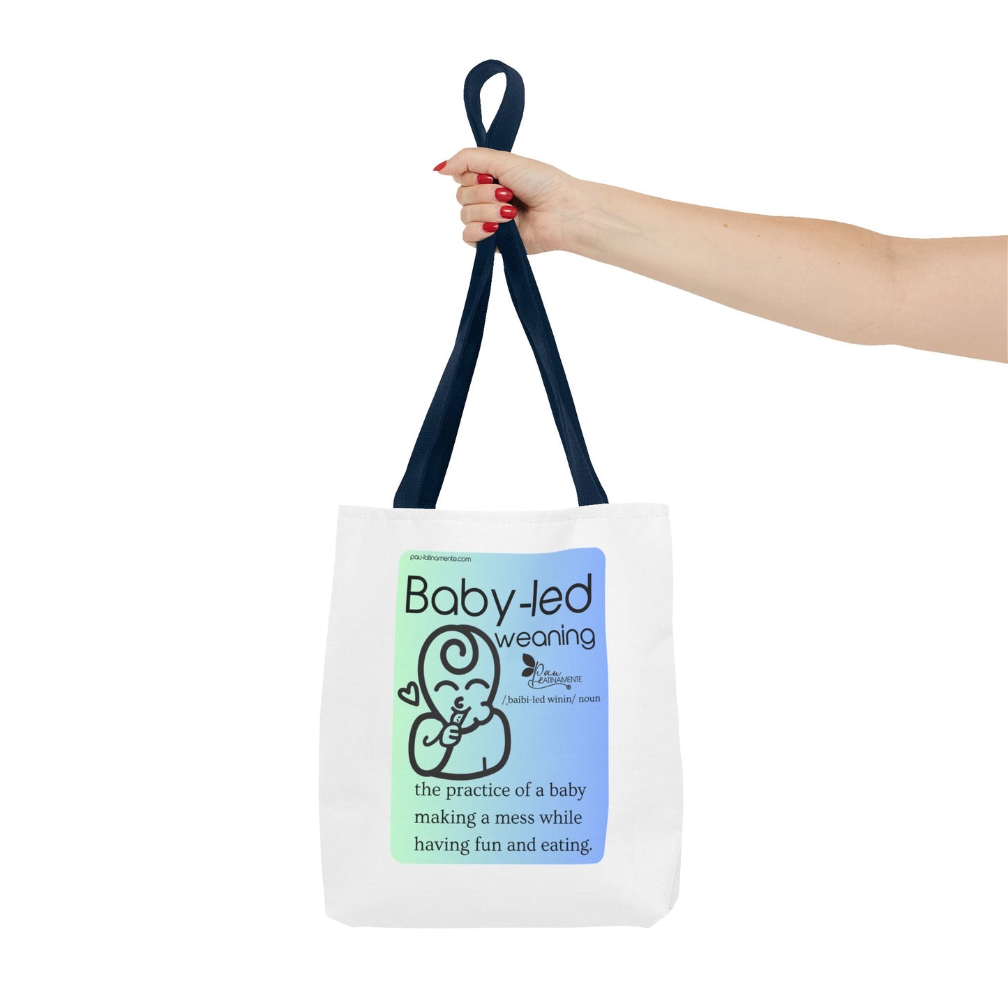Baby-led weaning description Tote Bag Blue (AOP)